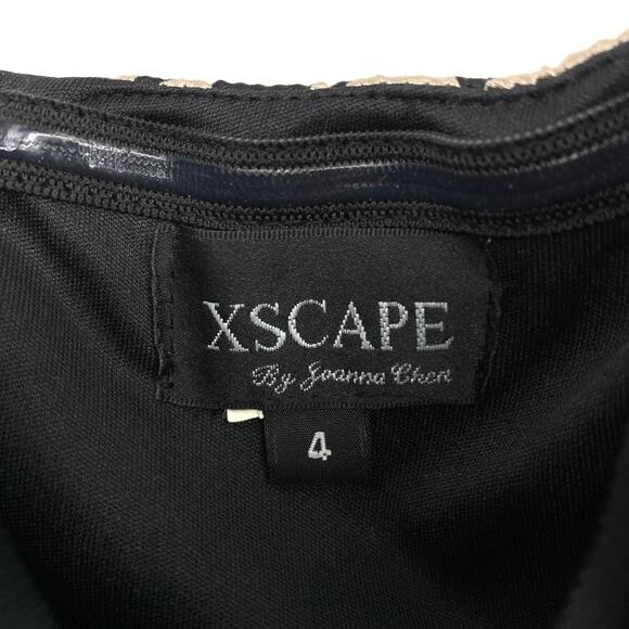 Vintage Y2K Xscape Strapless Scarf Look Mini Dress Womens Sz 4 Cream Black - Picture 5 of 5